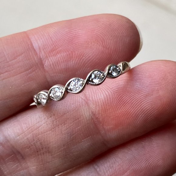14K White Gold Diamond Half Eternity Ring - Picture 4 of 9